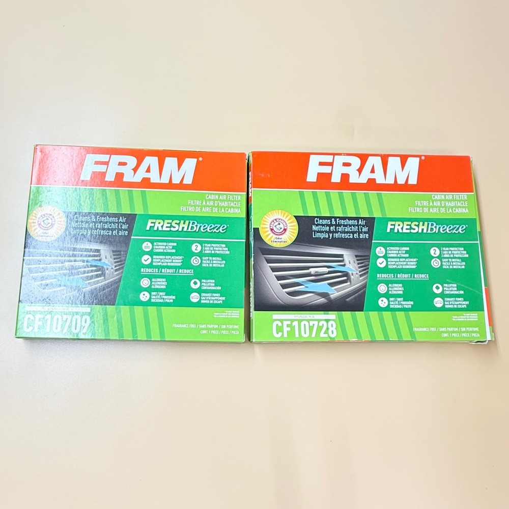 FRAM Fresh Breeze Cabin Air Filter Lot CF10709 CF10728 Hyundai Kia 2 Pack